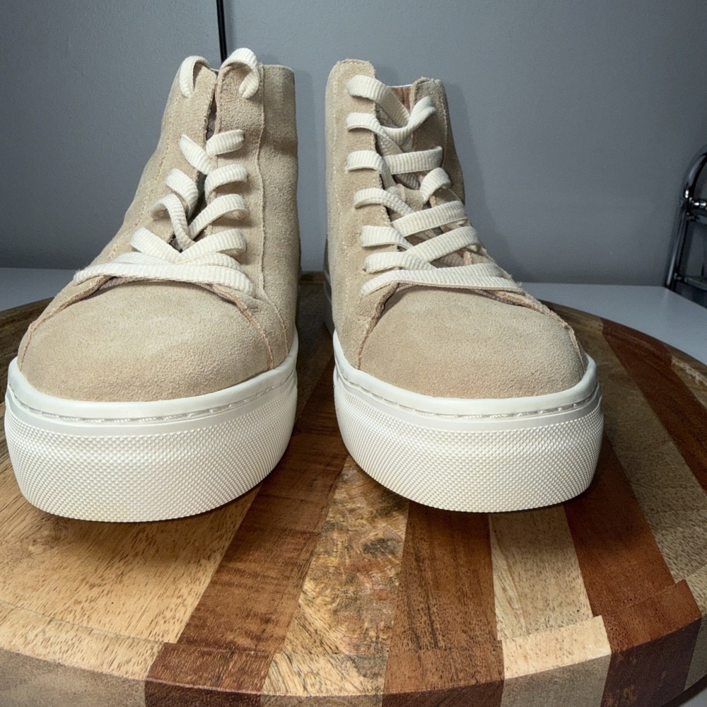 Soludos Women's Size 9.5 Shoes Ibiza Suede High Top Sneaker 1000854-270 Sand New - Picture 5 of 11